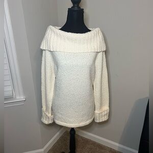 Jones Sport Cozy Off-Shoulder Cream Sweater